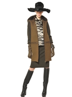 LANVIN - RACOON COLLAR WOOL COAT - KAKHI/GREY