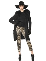 LANVIN - KIDASSIA FUR WOOL & SILK COAT - BLACK