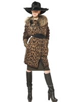LANVIN - RACOON COLLAR LEOPARD WOOL JACQUARD COAT - LEOPARD