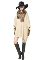 LANVIN - SILVER FOX COLLAR CASHMERE COAT - IVORY