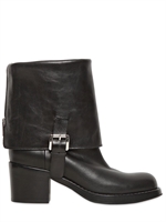 COSTUME NATIONAL - 85MM CALFSKIN FOLD OVER ANKLE BOOTS - BLACK