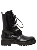 COSTUME NATIONAL - 40MM BRUSHED CALFSKIN COMBAT BOOTS - BLACK