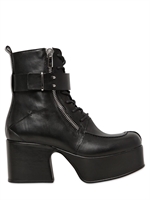 COSTUME NATIONAL - 70MM PLATFORM BIKER BOOTS - BLACK