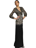 GIAMBATTISTA VALLI - LANGES KLEID AUS SEIDENCHARMEUSE MIT TIERDRUCK - LEOPARD/PYTHON