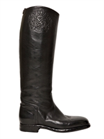 ALBERTO FASCIANI - 30MM EMBOSSED BUFFALO LEATHER BOOTS - BLACK