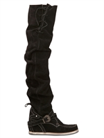EL VAQUERO - 90MM SUEDE PYTHON PRINT CUISSARD - BLACK