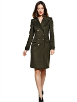 BURBERRY LONDON - HAWKWOOD WOOL CASHMERE CLOTH COAT - MILITARY GREEN