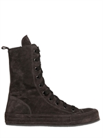 ANN DEMEULEMEESTER - SUEDE HIGH TOP SNEAKERS - GREY/BLACK
