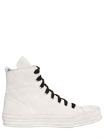 ANN DEMEULEMEESTER - SUEDE HIGH TOP SNEAKERS - WHITE/BLACK