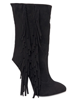 GIUSEPPE ZANOTTI - 130MM FRINGED SUEDE BOOTS - BLACK