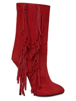 GIUSEPPE ZANOTTI - 130MM FRINGED SUEDE BOOTS - RED