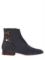 CHLOE' - 30MM SUEDE ANKLE BOOTS - BLUE