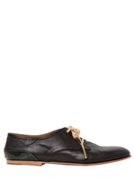 CHLOE' - 10MM BRUSHED NAPPA LEATHER LACE-UP SHOES - BLUE