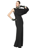 GIVENCHY - LANGES VISKOSEJERSEY-KLEID MIT DRAPIERTEM ÄRMEL - SCHWARZ