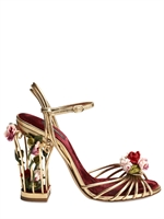 DOLCE & GABBANA - 105MM ROSE CALF LEATHER CAGE SANDALS - MULTICOLOR