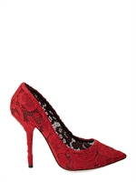 DOLCE & GABBANA - 105MM BELLUCCI LACE POINTED PUMPS - RED