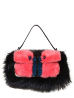 FENDI - BORSA BAGUETTE IN PELLICCIA DI VISONE E VOLPE - MULTICOLORE