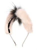 FENDI - CERCHIETTO IN PELLICCIA DI VISONE E VOLPE - BIANCO