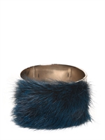 FENDI - BRACCIALE IN METALLO E PELLICCIA DI VISONE - BLU