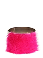 FENDI - BRACCIALE IN METALLO E PELLICCIA DI VISONE - FUCSIA