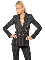 VERSACE - PIN STRIPE COOL WOOL JACKET - BLACK/WHITE
