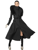 ALEXANDER MCQUEEN - WOOL FELT COAT W/ FOX FUR TRIM - BLACK