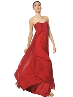 ALEXANDER MCQUEEN - MEHRLAGIGES KLEID AUS SEIDENCHIFFON - ROT