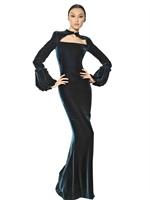 ALEXANDER MCQUEEN - LANGES SAMTKLEID AUS VISKOSE & SEIDE - WALDGRÜN