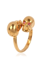 ALEXANDER MCQUEEN - MESSINGRING MIT ZWEI SCHÄDELN - GOLD