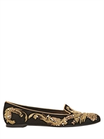 ALEXANDER MCQUEEN - MOCASSINI IN CAMOSCIO CON RICAMO - NERO