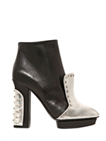ALEXANDER MCQUEEN - 130MM STUDDED TOE TONE CALFSKIN BOOTS - BLACK