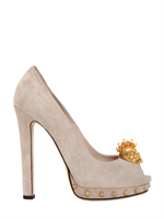 ALEXANDER MCQUEEN - 130MM SUEDE SKULL PUMPS - BEIGE