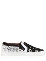 GIVENCHY - 25MM MACRAME' SLIP ON CALF SNEAKERS - BLACK/WHITE