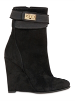 GIVENCHY - 110MM SHARK LOCK SUEDE WEDGE BOOT - BLACK