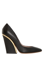 CHLOE' - 100MM TUMBLED LEATHER PUMPS - BLACK