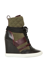 CHLOE' - 90MM SUEDE & CALFSKIN HIGH TOP WEDGES - MULTICOLOR