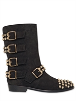 GIUSEPPE ZANOTTI - 20MM NUBUCK LEATHER STUDDED BOOTS - BLACK