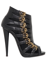 GIUSEPPE ZANOTTI - 120MM CALFSKIN BELTED OPEN TOE BOOTS - BLACK