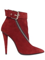 GIUSEPPE ZANOTTI - 110MM SUEDE ZIPPED BOOTS - BURGUNDY