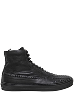 ALEXANDER MCQUEEN - STUDDED LEATHER HIGH TOP SNEAKERS - BLACK