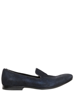 ALEXANDER MCQUEEN - WAXED SHINY SUEDE LOAFERS - NAVY