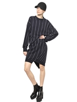 STELLA MCCARTNEY - PINSTRIPED WOOL KNIT DRESS - BLU SCURO
