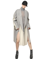 STELLA MCCARTNEY - DOUBLE FELTED WOOL COAT - GREY/IVORY