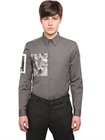 GIVENCHY - COTTON POPLIN SHIRT WITH PATCHES - GREY