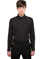 GIVENCHY - ZIPPED COTTON POPLIN SHIRT - BLACK