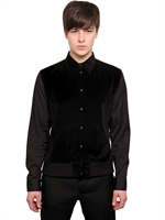 GIVENCHY - VELVET & POPLIN BOMBER STYLE SHIRT - BLACK