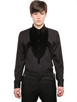 GIVENCHY - BONDAGE VELVET & POPLIN SHIRT - BLACK