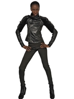 RICK OWENS - JACKE AUS NAPPALEDER MIT BIBERPELZ AN SCHULTERN - SCHWARZ