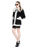 MOSCHINO CHEAP&CHIC - MONGOLIA & KALGAN FAUX FUR COAT - SCHWARZ/WEIß