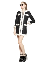 MOSCHINO CHEAP&CHIC - KID SHEARLING & WOOL CLOTH COAT - BLACK/WHITE